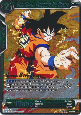 Son Goku, preparándose para la batalla (BT8-046_PR) [Promociones previas al lanzamiento de Malicious Machinations] 