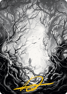 Tarjeta de arte del bosque 1 (firma estampada en dorado) [Serie de arte Innistrad: Midnight Hunt] 