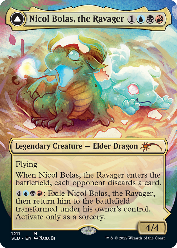 Nicol Bolas, el Devastador // Nicol Bolas, el Resurgido (Comandante de exhibición) (Sin bordes) [Guarida secreta: de linda a brutal] 