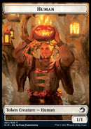 Human // Teferi, Who Slows the Sunset Emblem Double-Sided Token [Innistrad: Midnight Hunt Tokens]-1