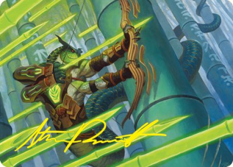 Tarjeta de arte del arquero de Bamboo Grove (firma estampada en dorado) [Serie de arte Kamigawa: Neon Dynasty] 