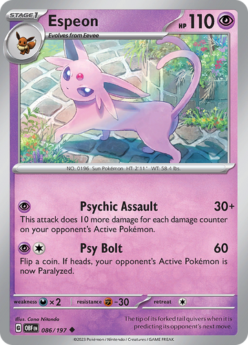 Espeon (086/197) [Scarlet &amp; Violet: Llamas de obsidiana] 