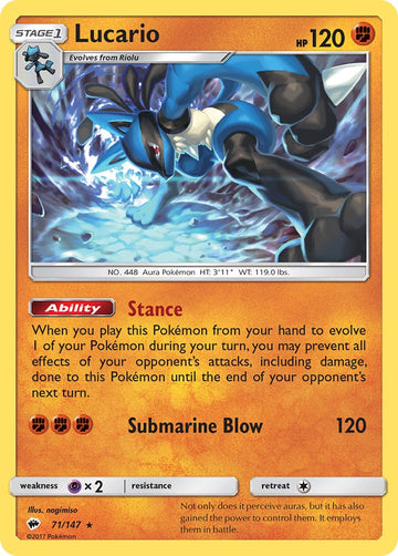 Lucario (71/147) (Exclusivo del mazo temático) [Sol y Luna: Sombras ardientes] 
