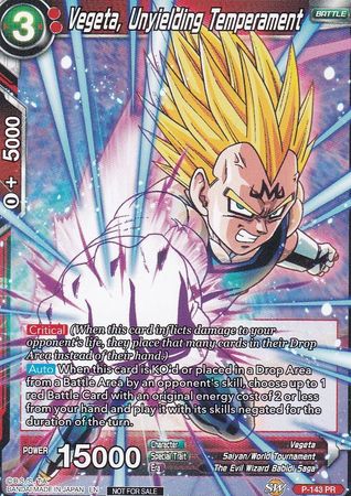Vegeta, temperamento inquebrantable (Power Booster: Torneo Mundial de Artes Marciales) (P-143) [Tarjetas de promoción] 