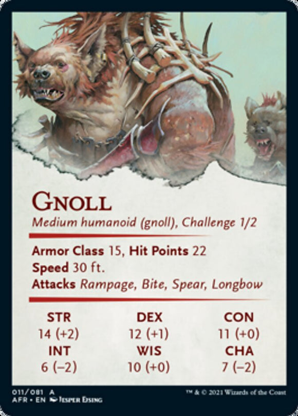 Tarjeta de arte de gnoll (firma estampada en dorado) [Serie de arte de Dungeons &amp; Dragons: Adventures in the Forgotten Realms] 