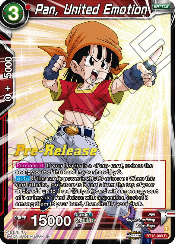 Pan, United Emotion (BT18-009) [Promociones de prelanzamiento de Dawn of the Z-Legends] 