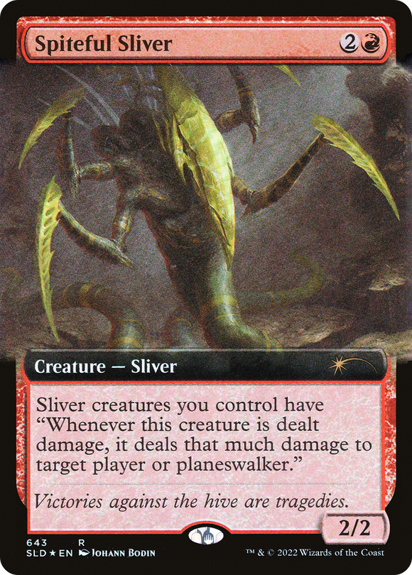 Spiteful Sliver (ilustración extendida) [Promociones de lanzamiento de Secret Lair] 