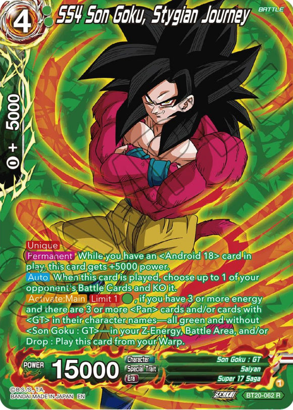 SS4 Son Goku, Viaje Estigio (Lámina Plateada) (BT20-062) [Poder Absorbido] 