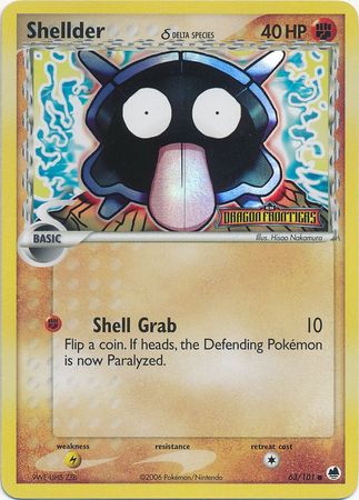 Shellder (63/101) (Especie Delta) (Estampado) [EX: Dragon Frontiers] 