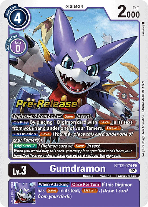 Gumdramon [BT12-074] [Tarjetas de prelanzamiento de Across Time] 