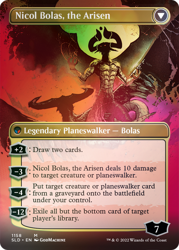 Nicol Bolas, el Devastador // Nicol Bolas, el Resurgido (Comandante de exhibición) (Sin bordes) [Guarida secreta: de linda a brutal] 