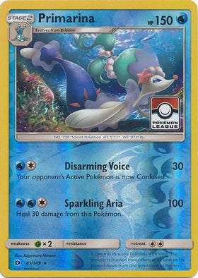 Primarina (41/149) (League Promo) [Sun & Moon: Base Set]