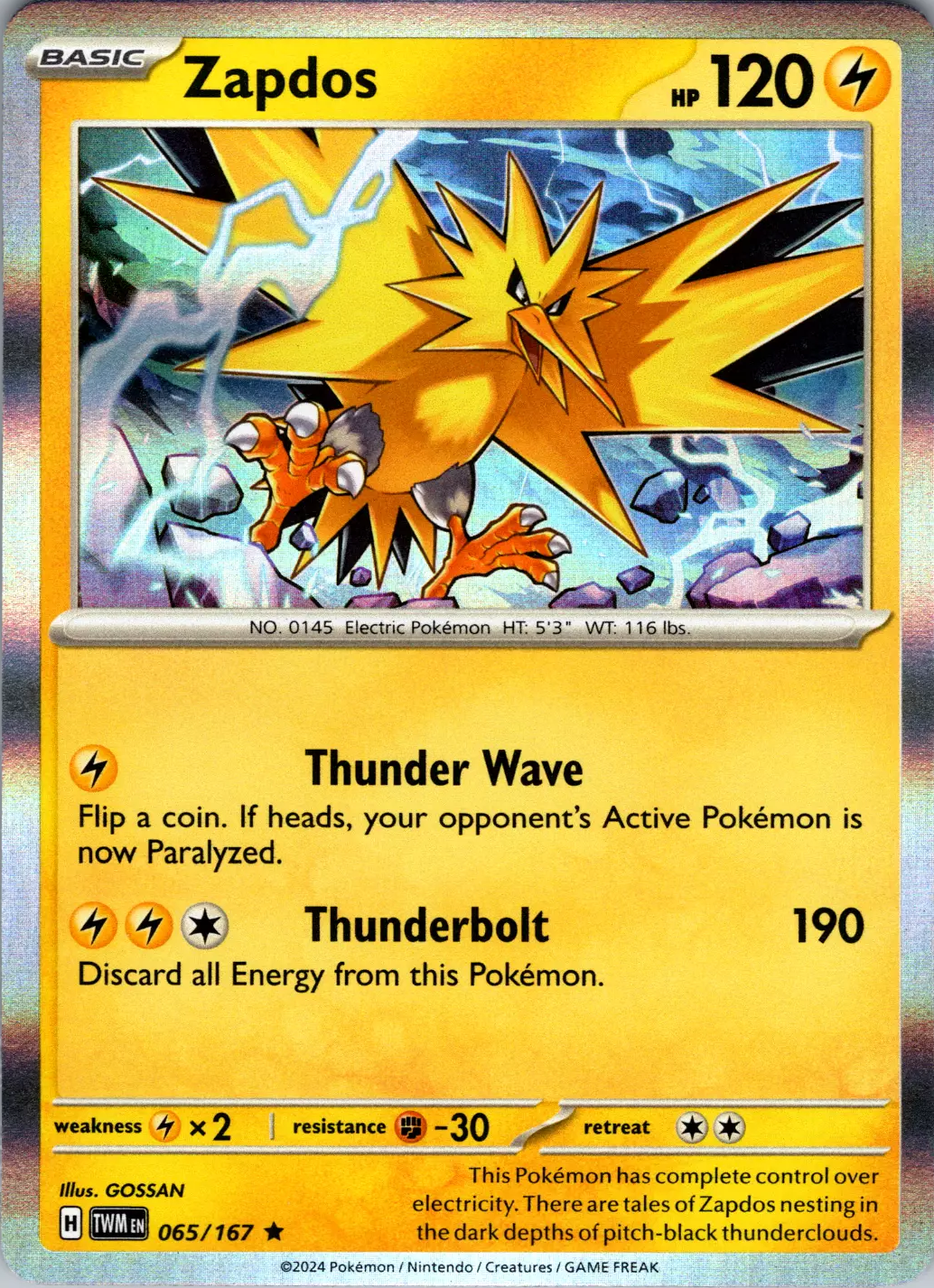 Zapdos (065/167) [Scarlet &amp; Violet: Mascarada del crepúsculo] 