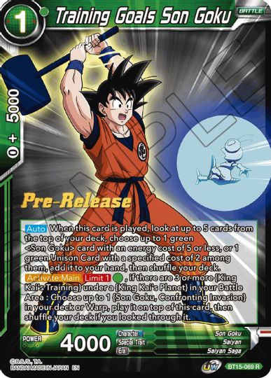 Objetivos de entrenamiento de Son Goku (BT15-069) [Promociones de prelanzamiento de Saiyan Showdown] 