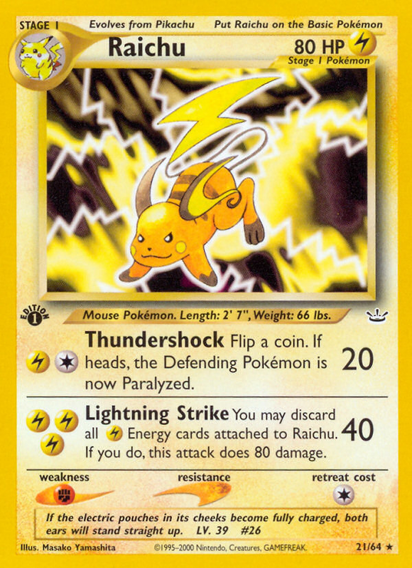 Raichu (21/64) [Neo Revelación 1.ª edición] 
