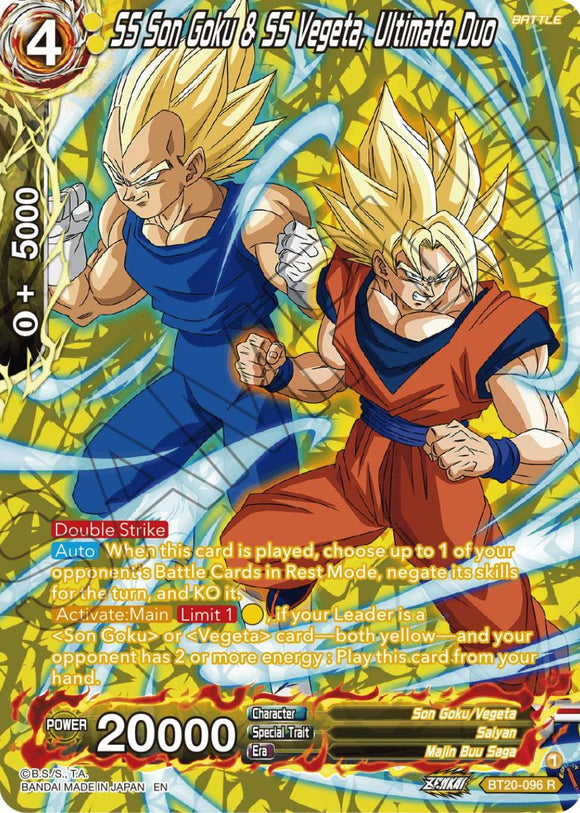 SS Son Goku y SS Vegeta, Ultimate Duo (Lámina plateada) (BT20-096) [Poder absorbido] 