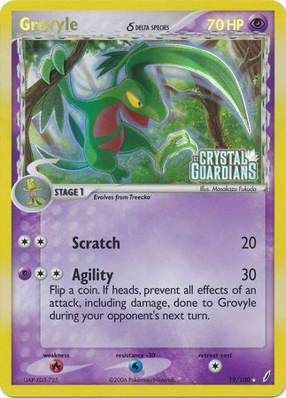 Grovyle (19/100) (Especie Delta) (Estampado) [EX: Guardianes de Cristal] 