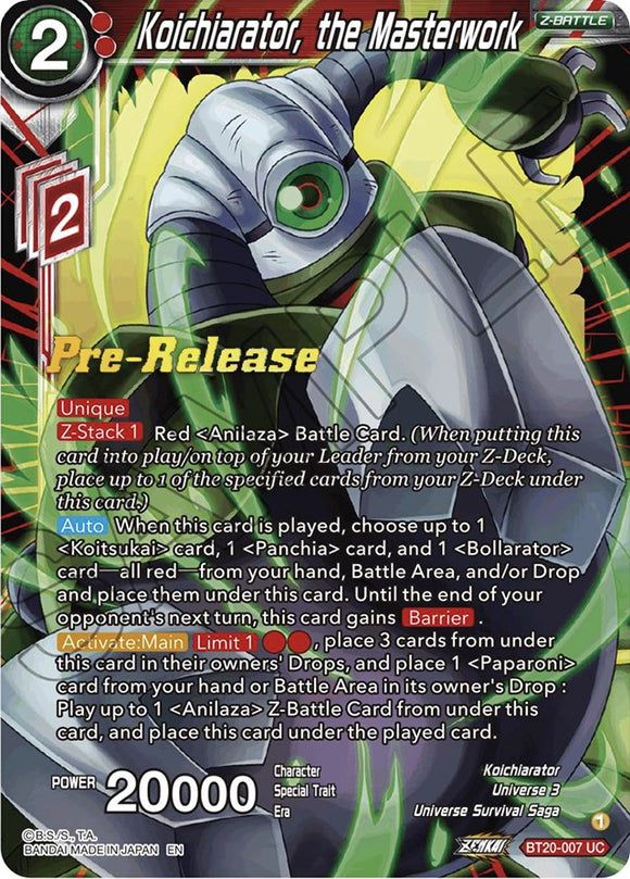 Koichiarator, la obra maestra (BT20-007) [Promociones de prelanzamiento de Power Absorbed] 