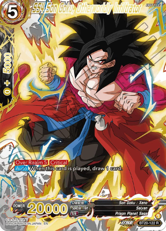 SS4 Son Goku, Infiltrador de otro mundo (Estampado dorado) (BT20-122) [Poder absorbido] 