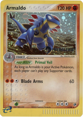 Armaldo (1/100) (Prerelease Promo) [EX: Sandstorm]