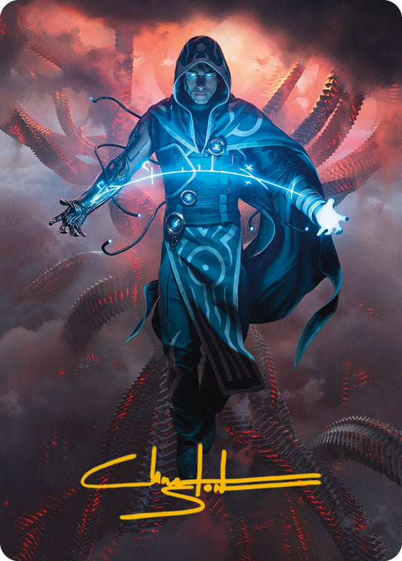 Tarjeta de arte de Jace, la mente perfeccionada (firma estampada en dorado) [Serie de arte Phyrexia: All Will Be One] 