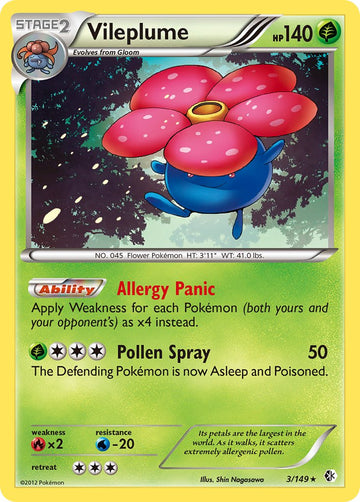 Vileplume (3/149) (Exclusivo de la baraja temática) [Blanco y negro: límites cruzados] 