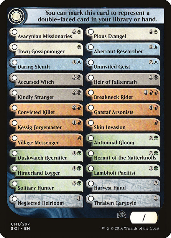 Lista de verificación 1 de Sombras sobre Innistrad [Fichas de Sombras sobre Innistrad] 