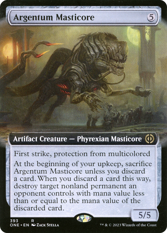 Masticore Argentum (Arte extendido) [Phyrexia: Todos serán uno] 