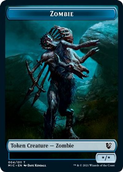 Zombie (005) // Zombie (004) Double-Sided Token [Innistrad: Midnight Hunt Commander Tokens] - 0