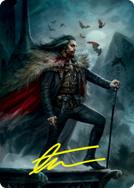 Tarjeta de arte de Drácula, inmortal de sangre (firma estampada en dorado) [Serie de arte de Innistrad: Crimson Vow] 