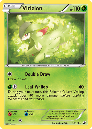 Virizion (15/113) (Exclusivo de la baraja temática) [Black &amp; White: Legendary Treasures] 