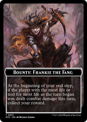 Recompensa: Frankie el Colmillo // Ficha de dos caras con reglas de recompensa [Fichas de comandante de Outlaws of Thunder Junction] 