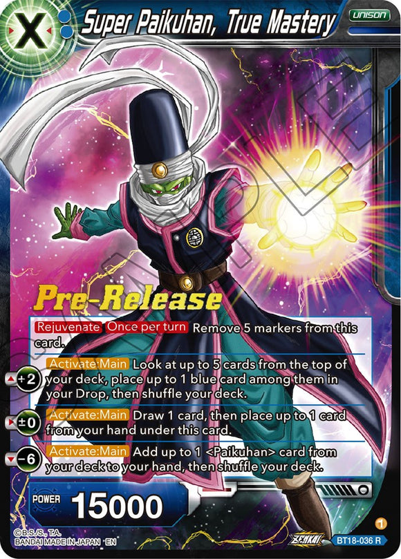 Super Paikuhan, verdadero maestro (BT18-036) [Promociones de prelanzamiento de Dawn of the Z-Legends] 