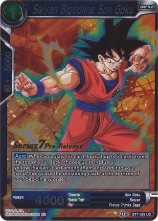 Línea de sangre Saiyan Son Goku (BT7-028_PR) [Promociones de prelanzamiento de Asalto de los Saiyans] 