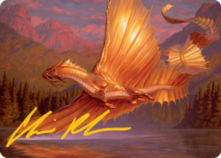 Tarjeta de arte de dragón dorado para adultos (firma estampada en dorado) [Serie de arte de Dungeons &amp; Dragons: Adventures in the Forgotten Realms] 