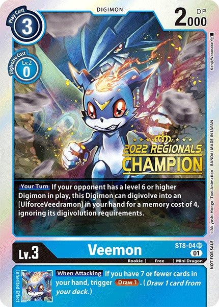 Veemon [ST8-04] (Campeonato en línea regional 2022) (Campeón en línea) [Mazo inicial: promociones de Ulforce Veedramon] 