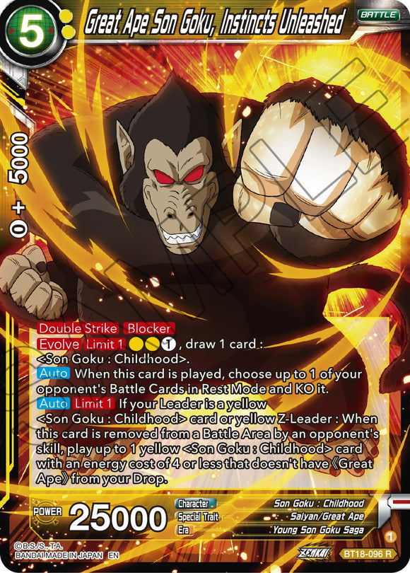 Gran Simio Son Goku, Instintos Desatados (BT18-096) [El Amanecer de las Leyendas Z] 