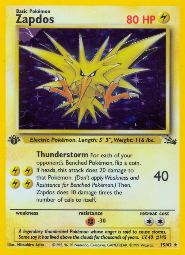 Zapdos (15/62) [Fósil 1.ª edición] 