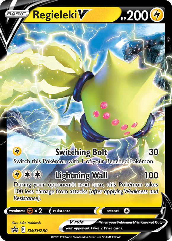 Regieleki V (SWSH280) (Tarjeta gigante) [Sword &amp; Shield: Black Star Promos] 
