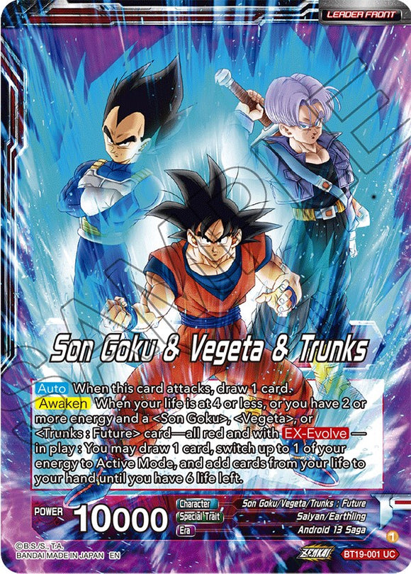 Son Goku, Vegeta y Trunks // SS Son Goku, SS Vegeta y SS Trunks, el Ultimate Team (BT19-001) [Ambición del luchador] 