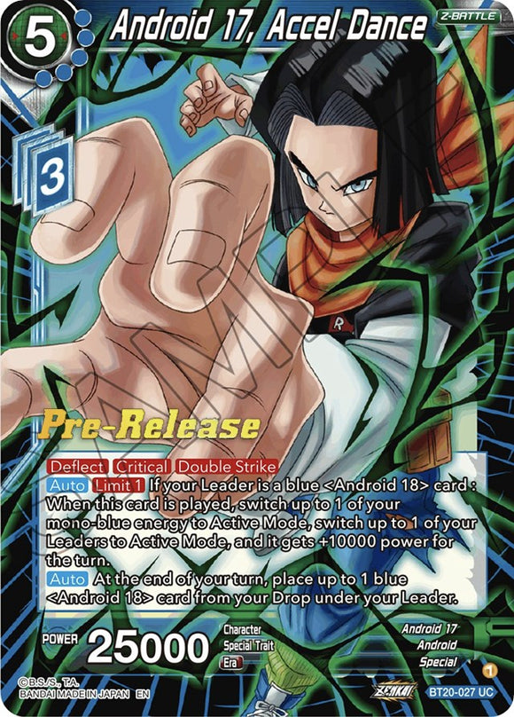 Androide 17, Accel Dance (BT20-027) [Promociones de prelanzamiento de Power Absorbed] 