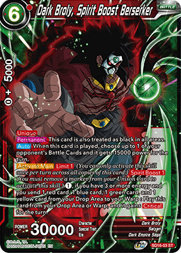 Broly oscuro, berserker potenciado espiritualmente (mazo inicial: Renacimiento de la oscuridad) (SD16-03) [Cross Spirits] 