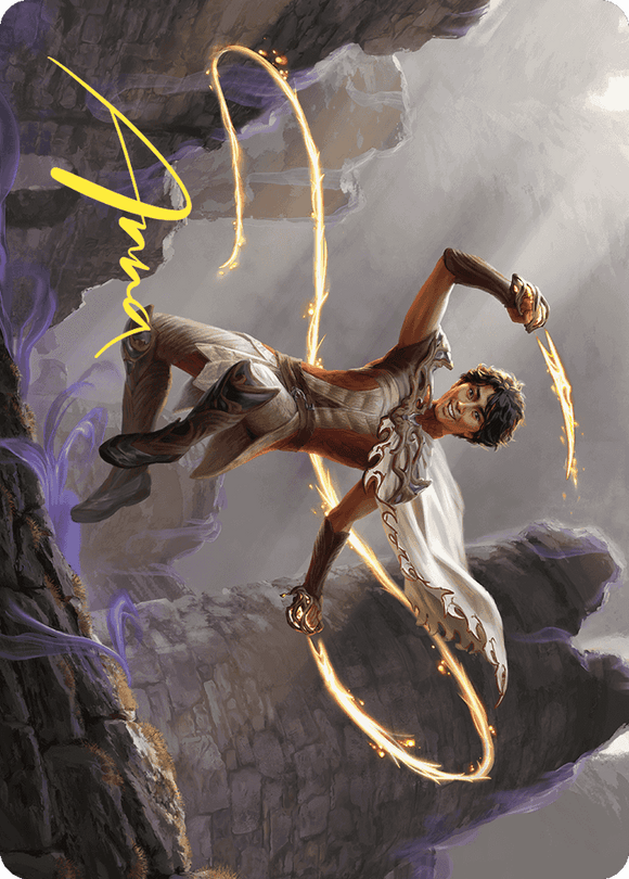 Tarjeta de arte de Kellan, el hada de sangre pura (firma estampada en oro) [Serie de arte Wilds of Eldraine] 
