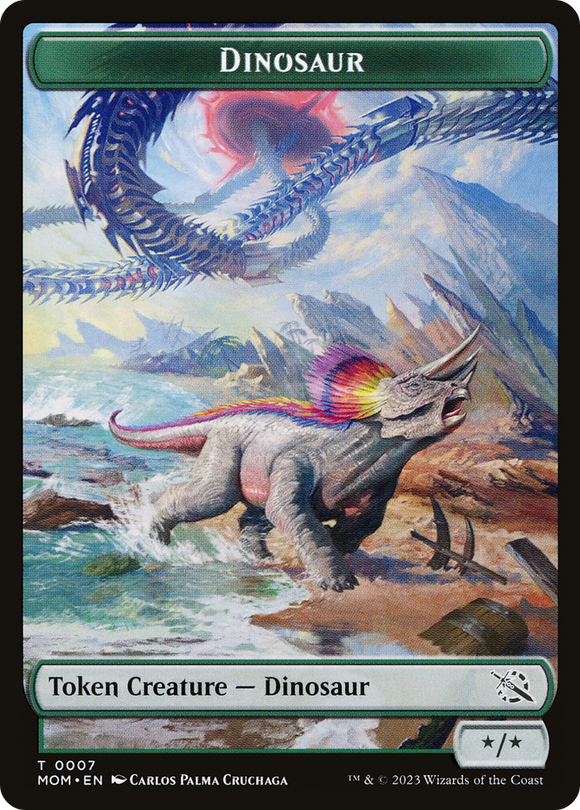 Ficha de dinosaurio de doble cara Phyrexian Myr [Fichas de Marcha de las Máquinas] 