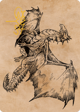 Tarjeta de arte de dragón de bronce antiguo (58) (firma estampada en oro) [Serie de arte de Commander Legends: Battle for Baldur's Gate] 