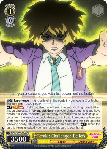 Teruki: Creencias desafiadas (MOB/SX02-004S SR) [Mob Psycho 100] 