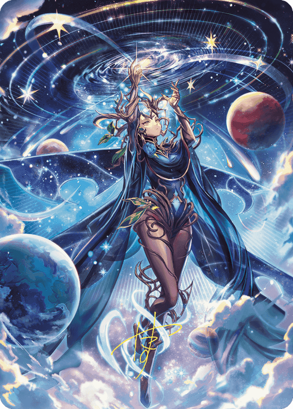 Tarjeta de arte de anime Omniscience (firma estampada en dorado) [Serie de arte Wilds of Eldraine] 