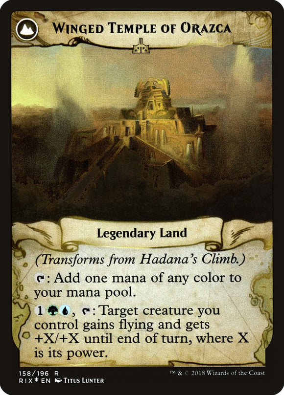 El ascenso de Hadana // Templo alado de Orazca [Promociones de prelanzamiento de Rivals of Ixalan] 