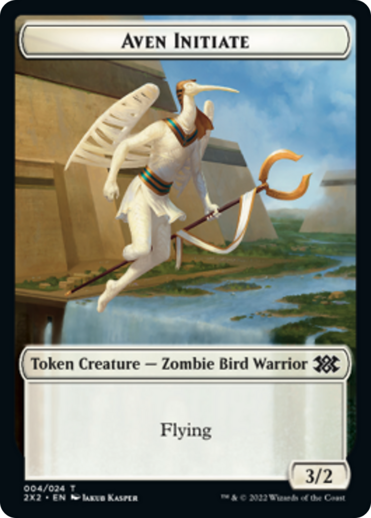 Worm // Aven Initiate Double-Sided Token [Double Masters 2022 Tokens] - 0