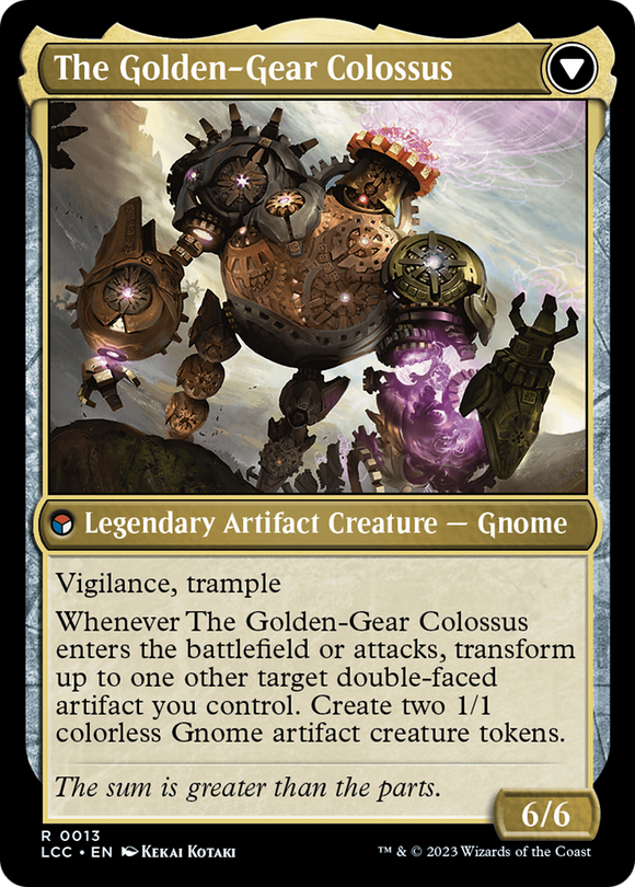 Tetzin, campeón gnomo // El coloso de engranajes dorados [Comandante de las cavernas perdidas de Ixalan] 